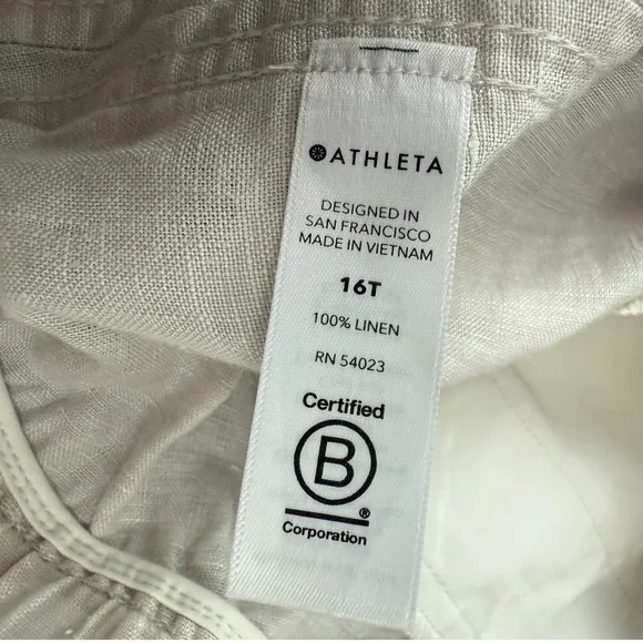 Athleta Cabo Tide Linen Jogger Pants Womens Size 16T Tall Beige Camo Drawstring - Picture 6 of 11